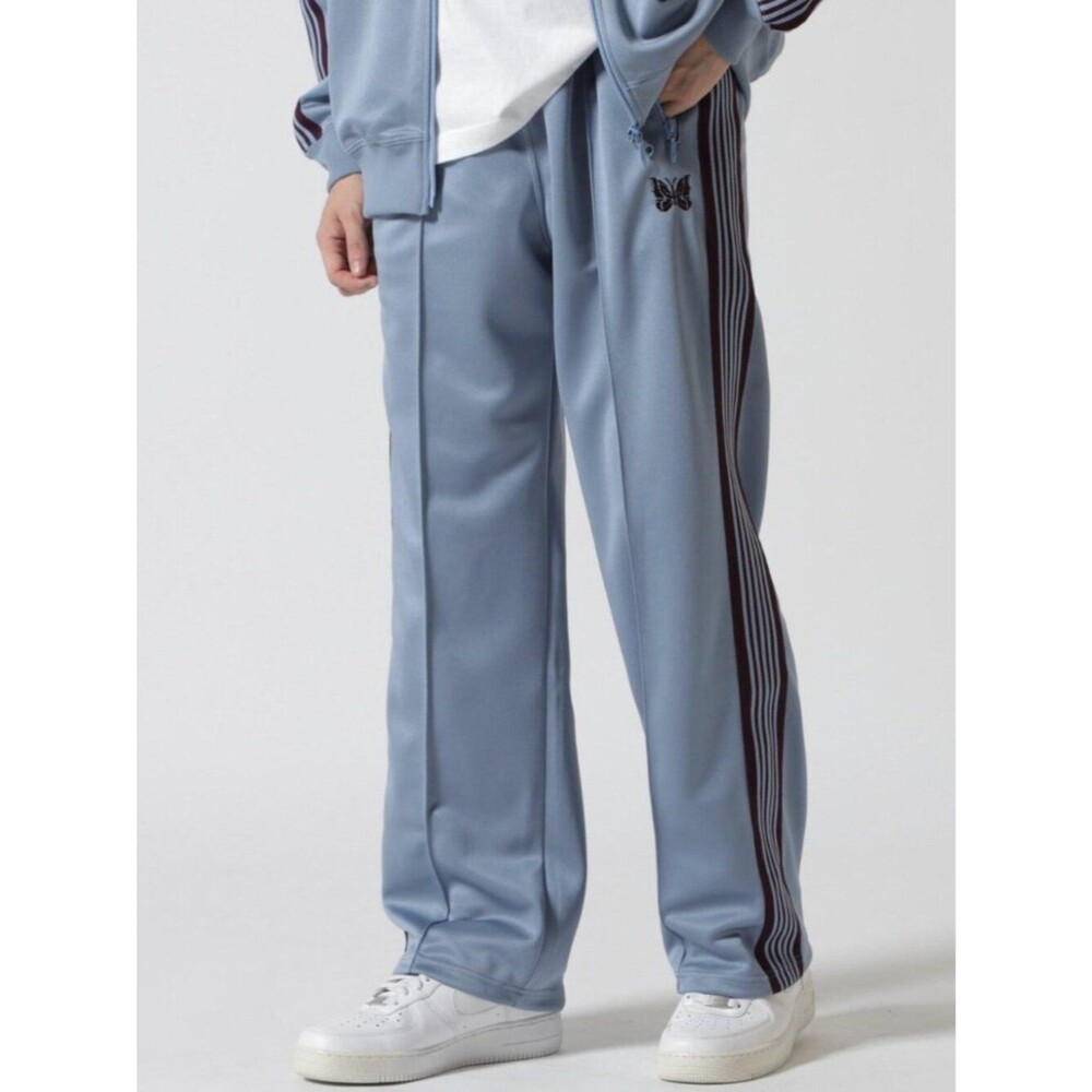 Needles Beaver Japan Poly Smooth Sax Blue Boot-Cut Track Streetwear Track Pants